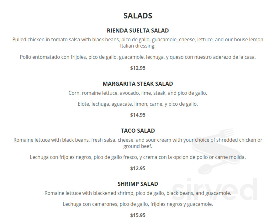 La Rienda Cafe menu in Long Valley, New Jersey, USA