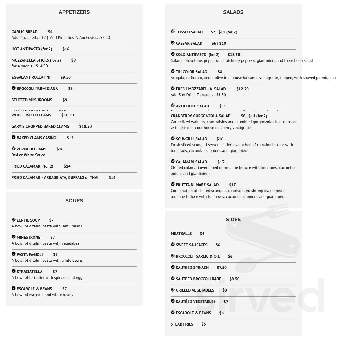 Francesco's menu in Babylon, New York, USA