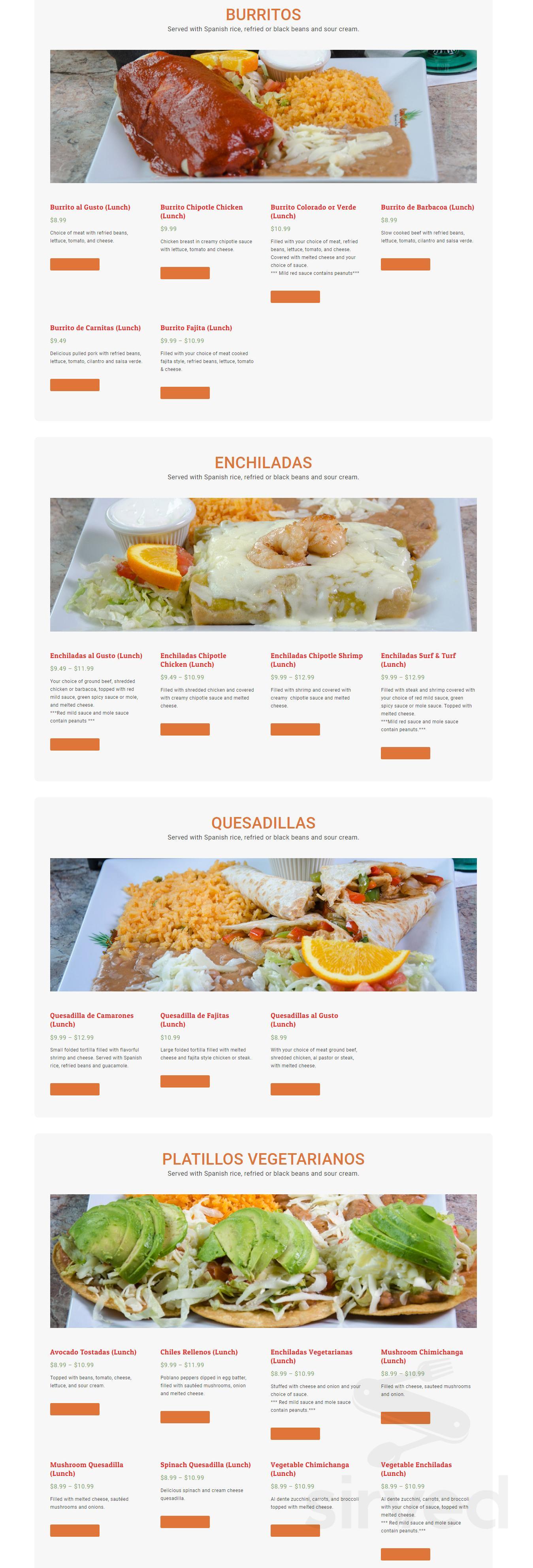 Casa Tequila menus in Pewaukee, Wisconsin, United States