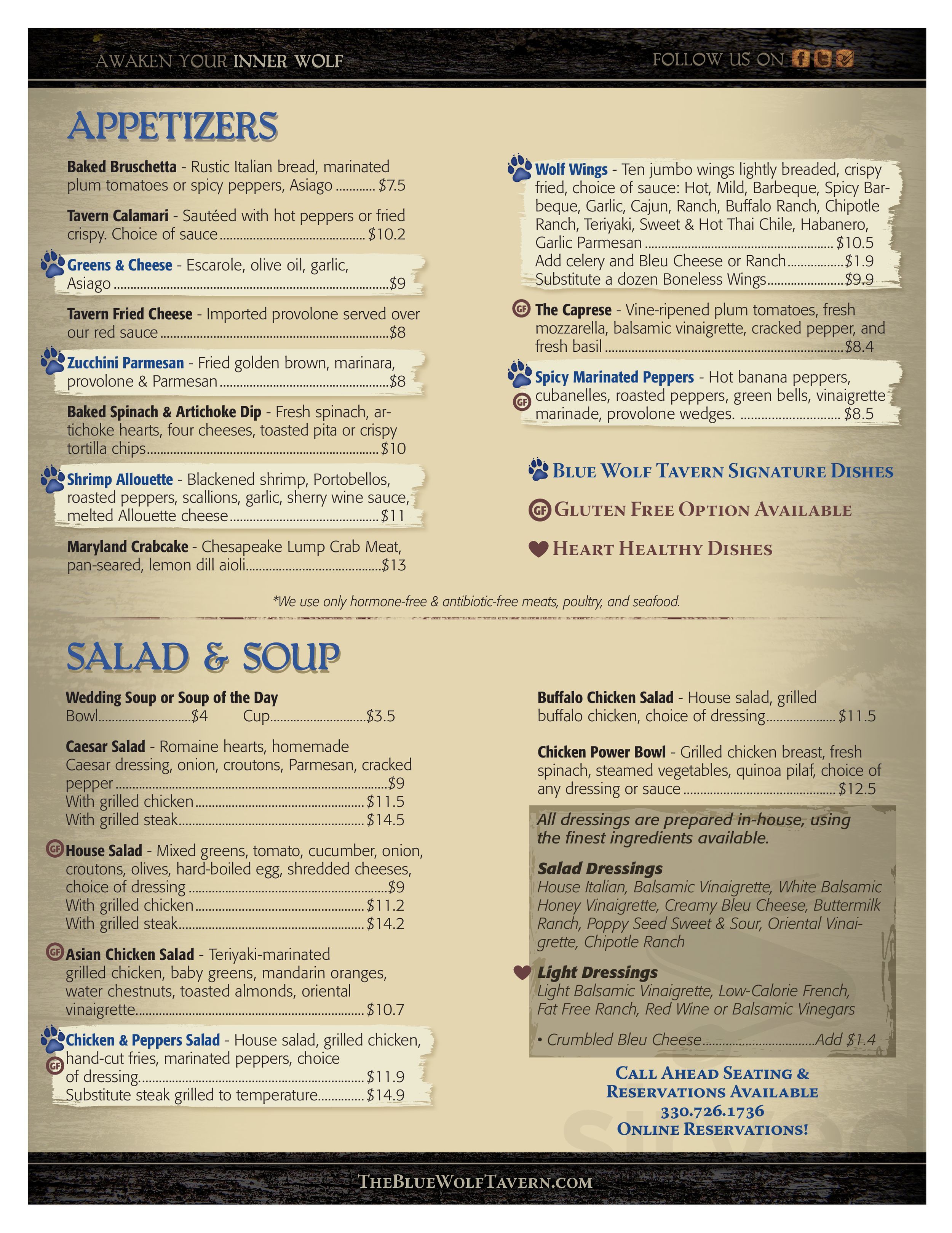 bluewolf menu