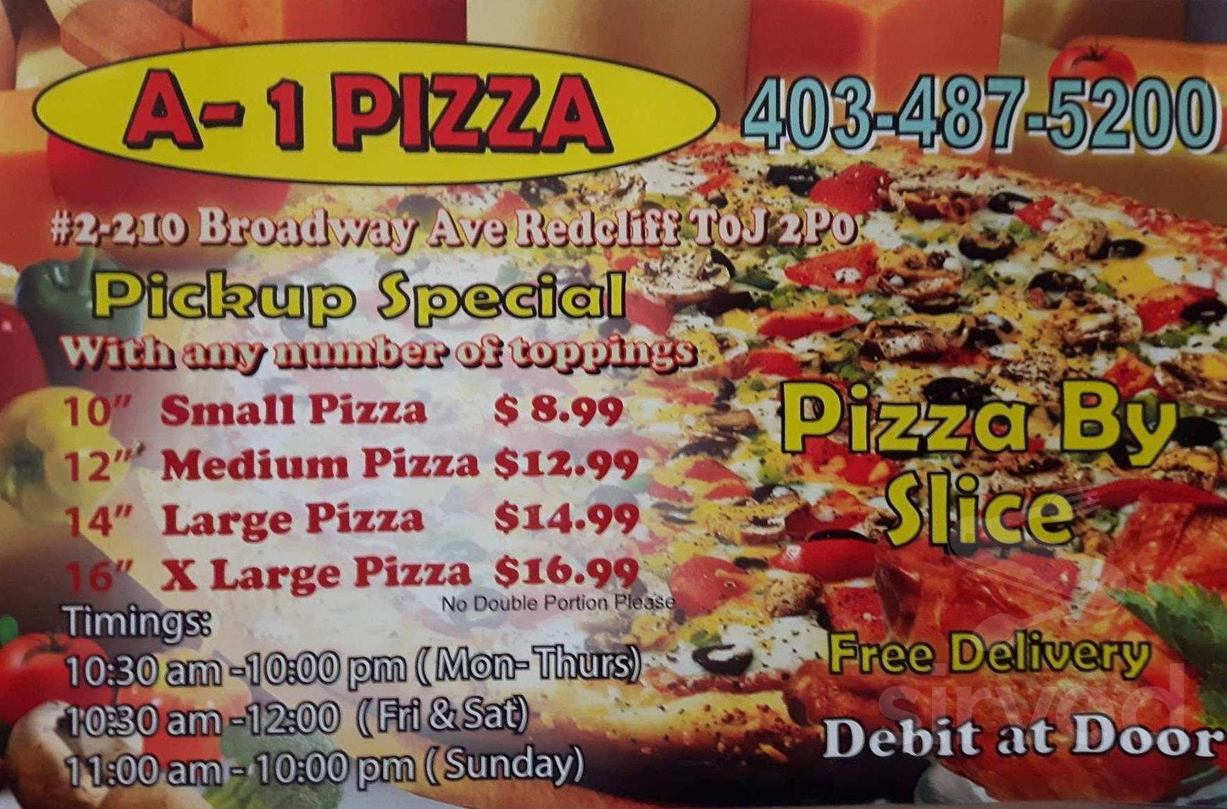 A1 Pizza Redcliff menus in Redcliff, Alberta, Canada