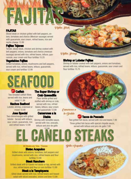 El Canelo Mexican Restaurant menu in New Castle, Pennsylvania, USA