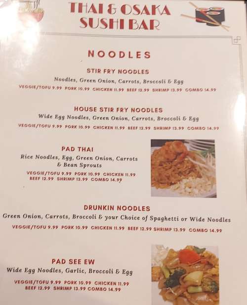Thai & Osaka Sushi Bar menu in Kingsland, USA
