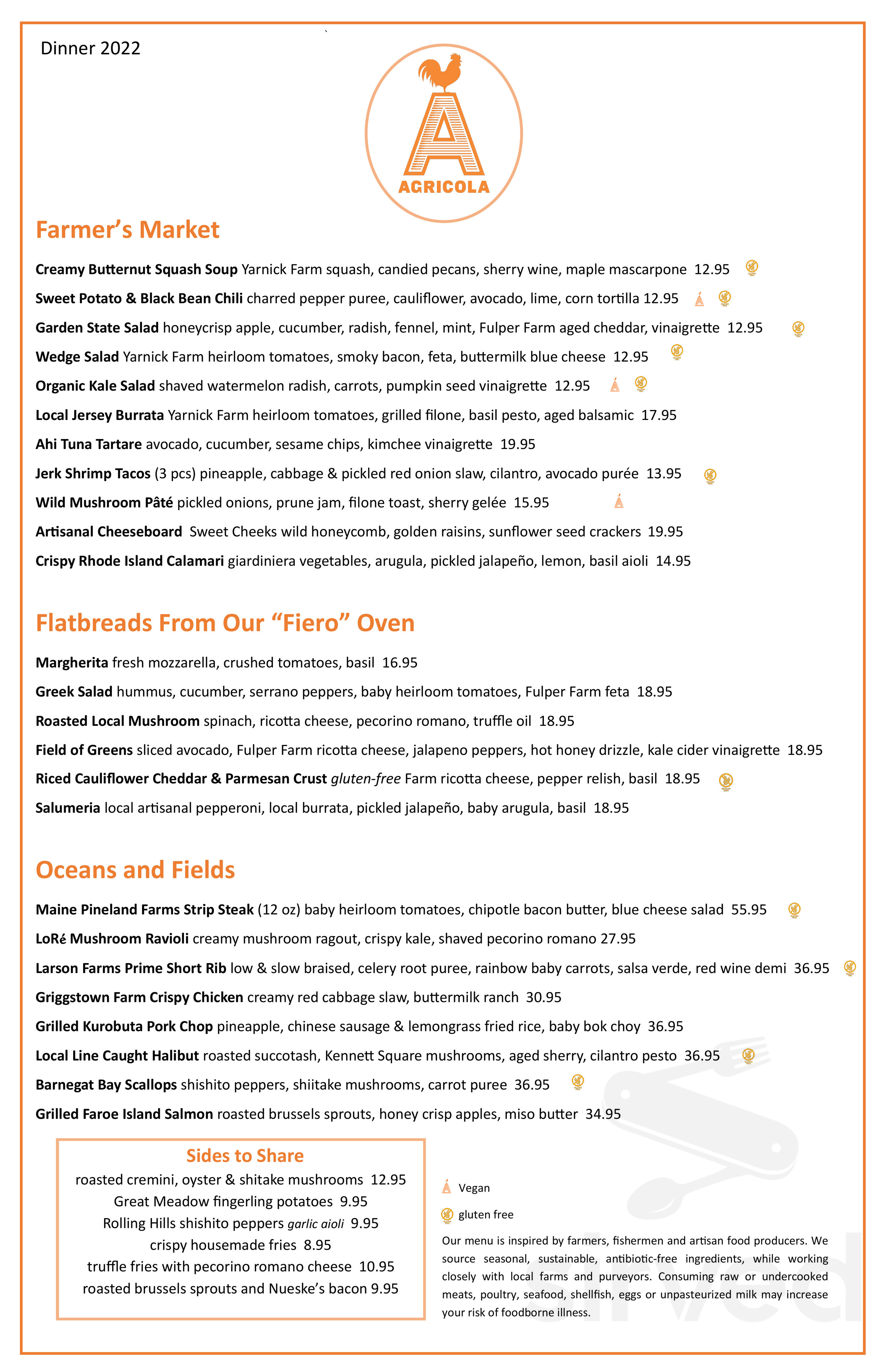 Agrícola Eatery menu in Morristown, New Jersey, USA