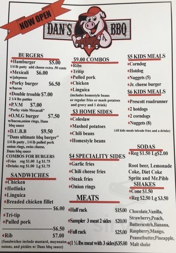 Menu for Dan s BBQ in Modesto CA Sirved