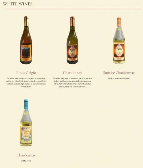 Cedarvale Winery menu in Swedesboro, New Jersey, USA