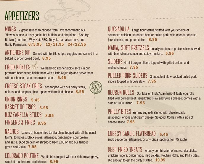 Wyatt's Pub - Menu