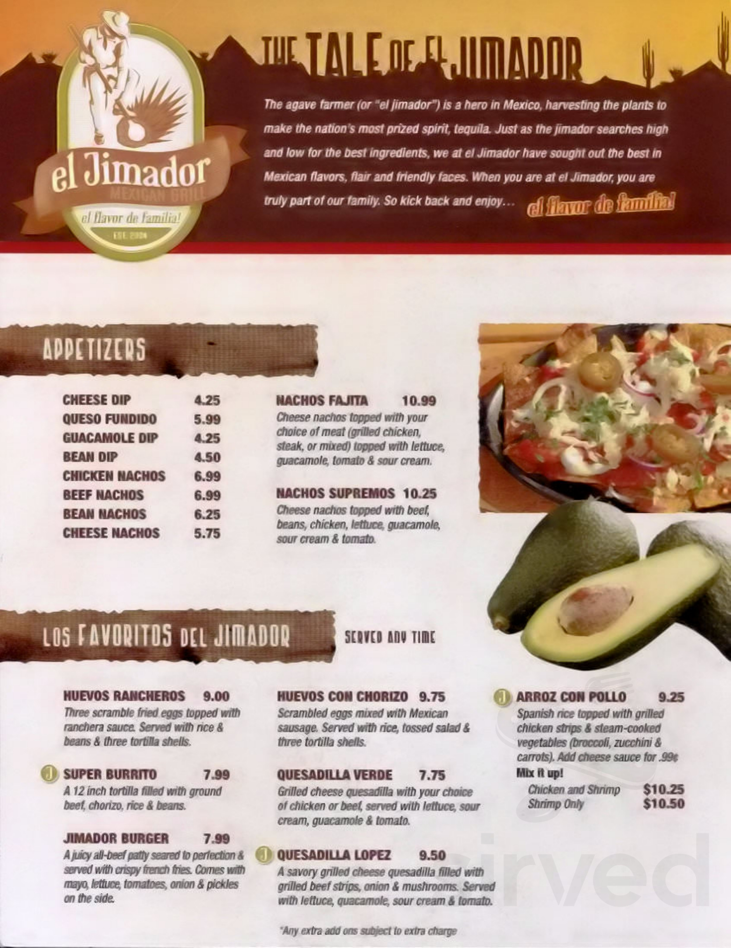 El Jimador menu in Denison, Iowa, USA