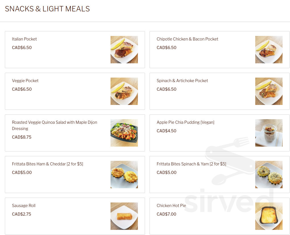 Breka Bakery & Cafe (Fraser) menu in Vancouver, British Columbia, Canada