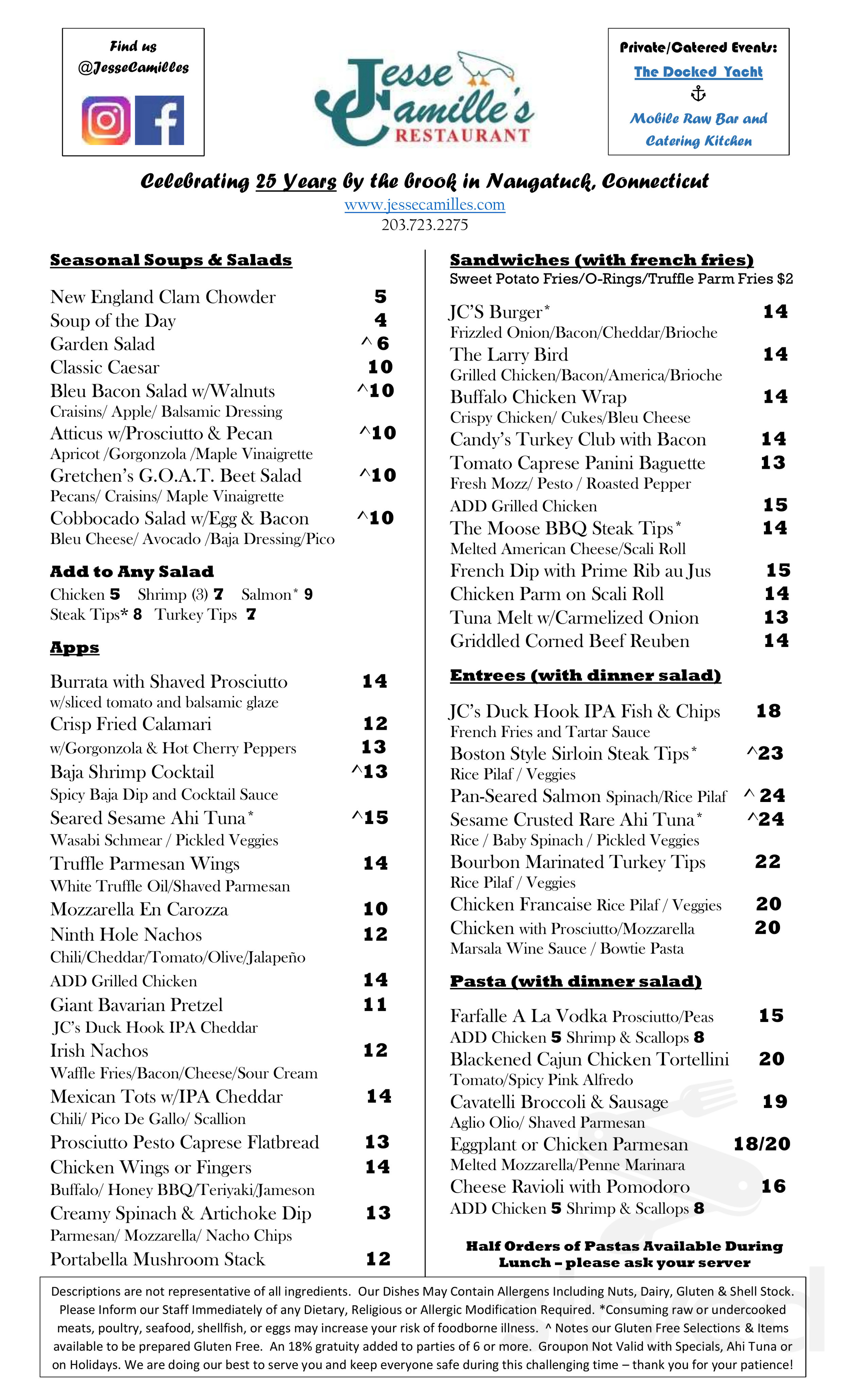 Order Jesse Camille's Restaurant Menu Delivery【Menu & Prices】, Naugatuck