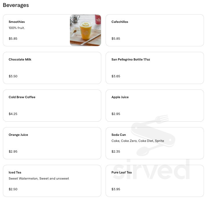 Menu Atlanta GA's Atlanta Bread Concourse C Sirved