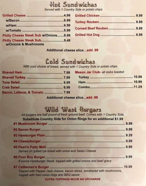 Mason Jar menu in Dona Vista, Florida, USA