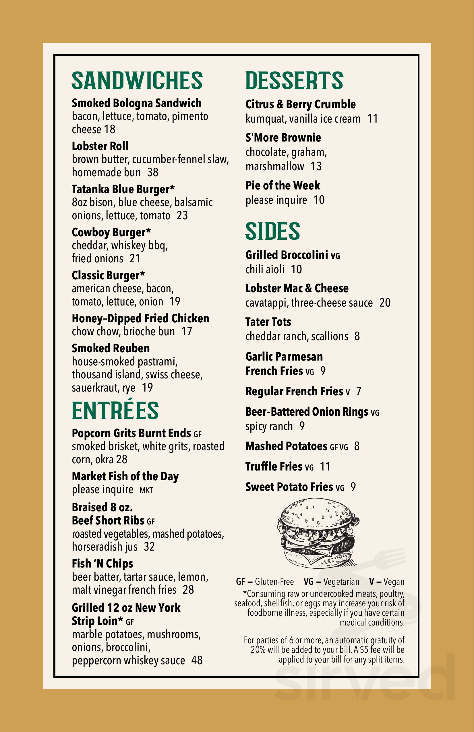 The Yellow Pony Pub and Garden menu in Ocala, Florida, USA