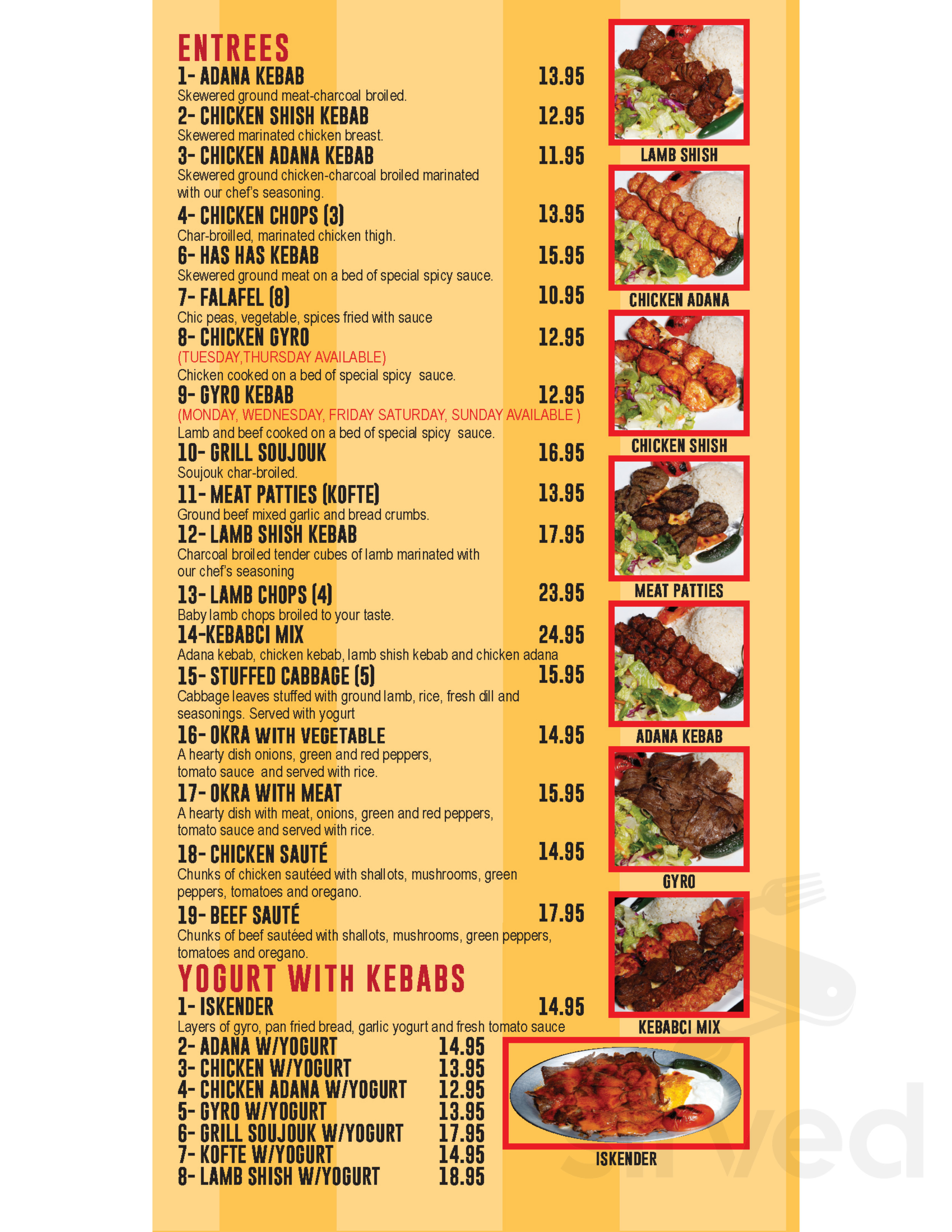 The Kebabci West take out menu in Westwood, New Jersey