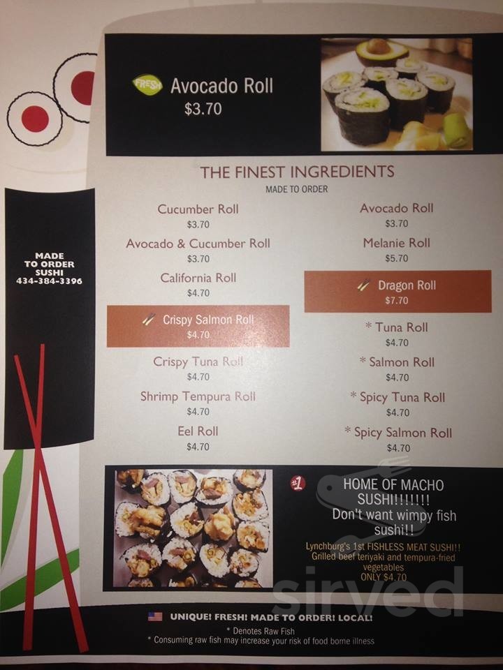 Tokyo Hibachi Grill menu in Lynchburg, Virginia, USA
