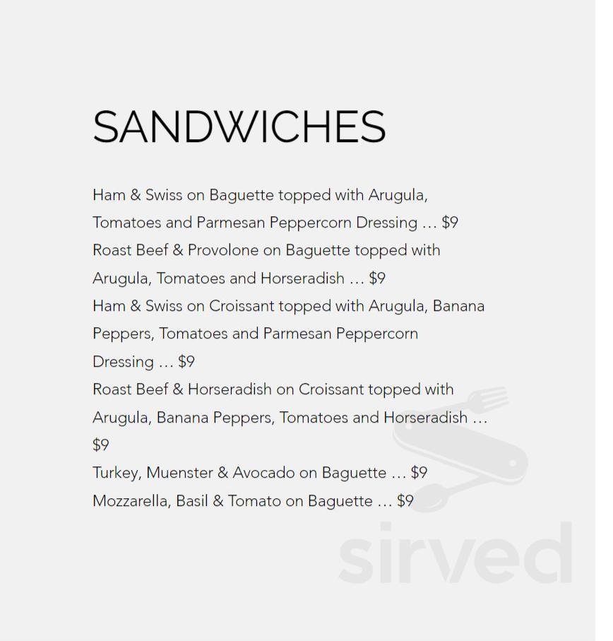 Menu - Delray Beach FL's The French Bakery | Sirved