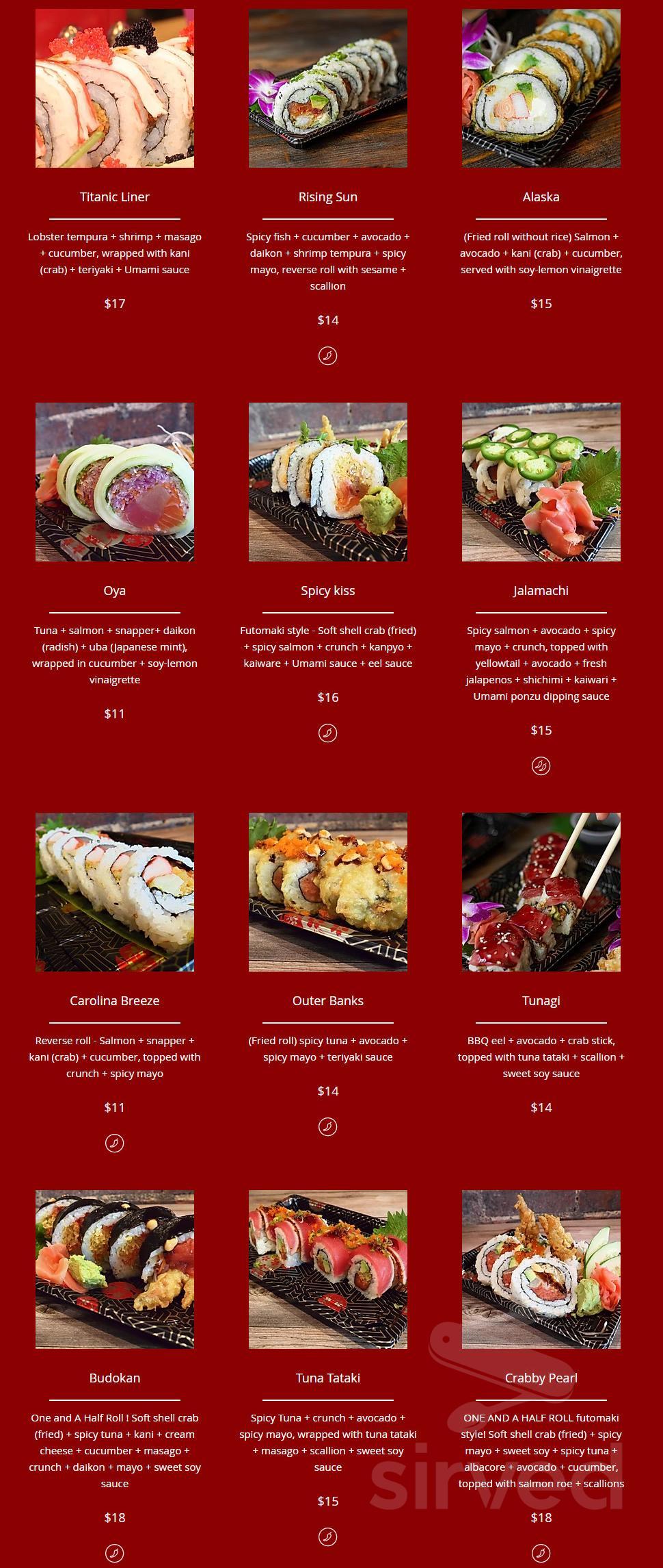 Umami Asian Bistro menu in Raleigh, North Carolina, USA