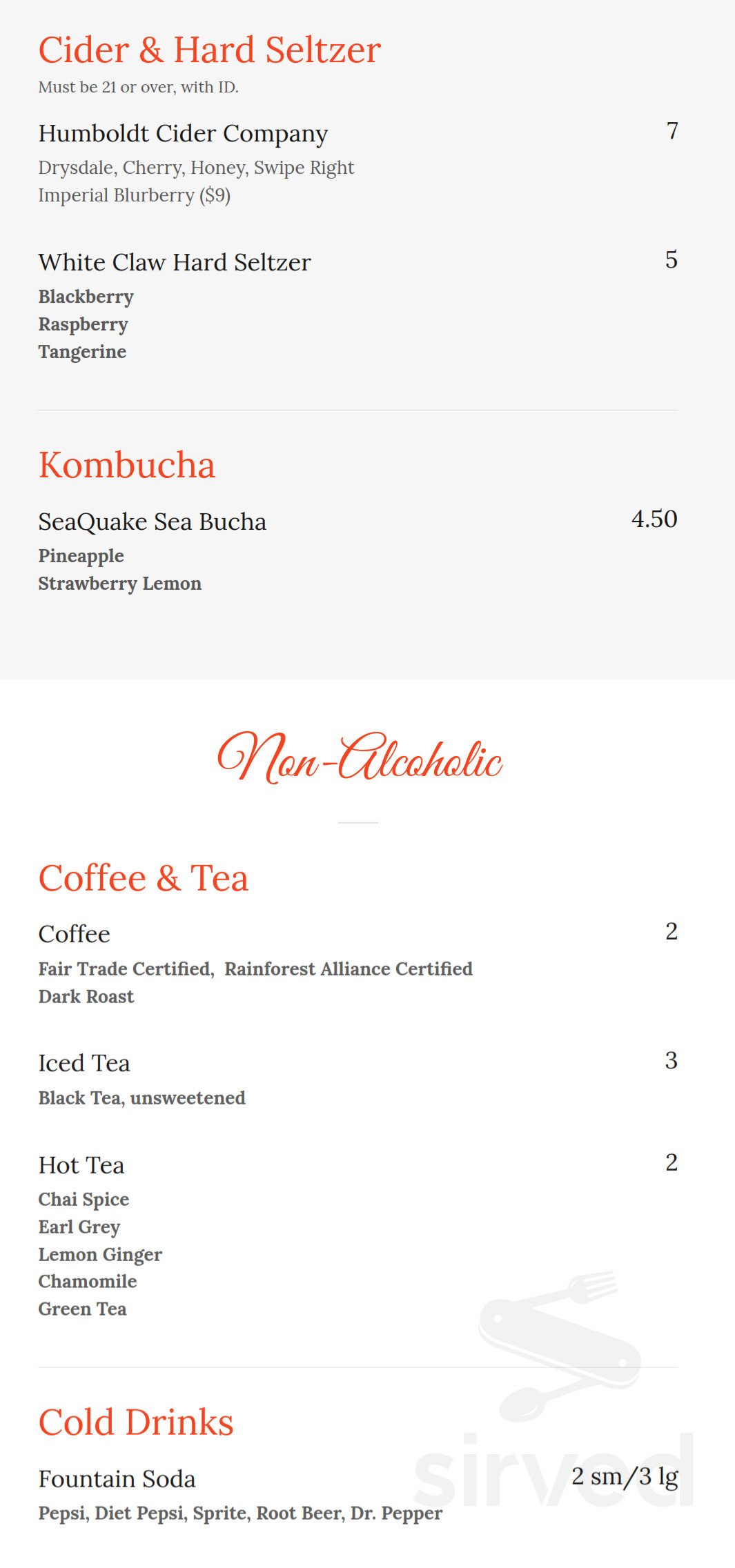 Menu for Schmidt's House of Jambalaya in Crescent City, California