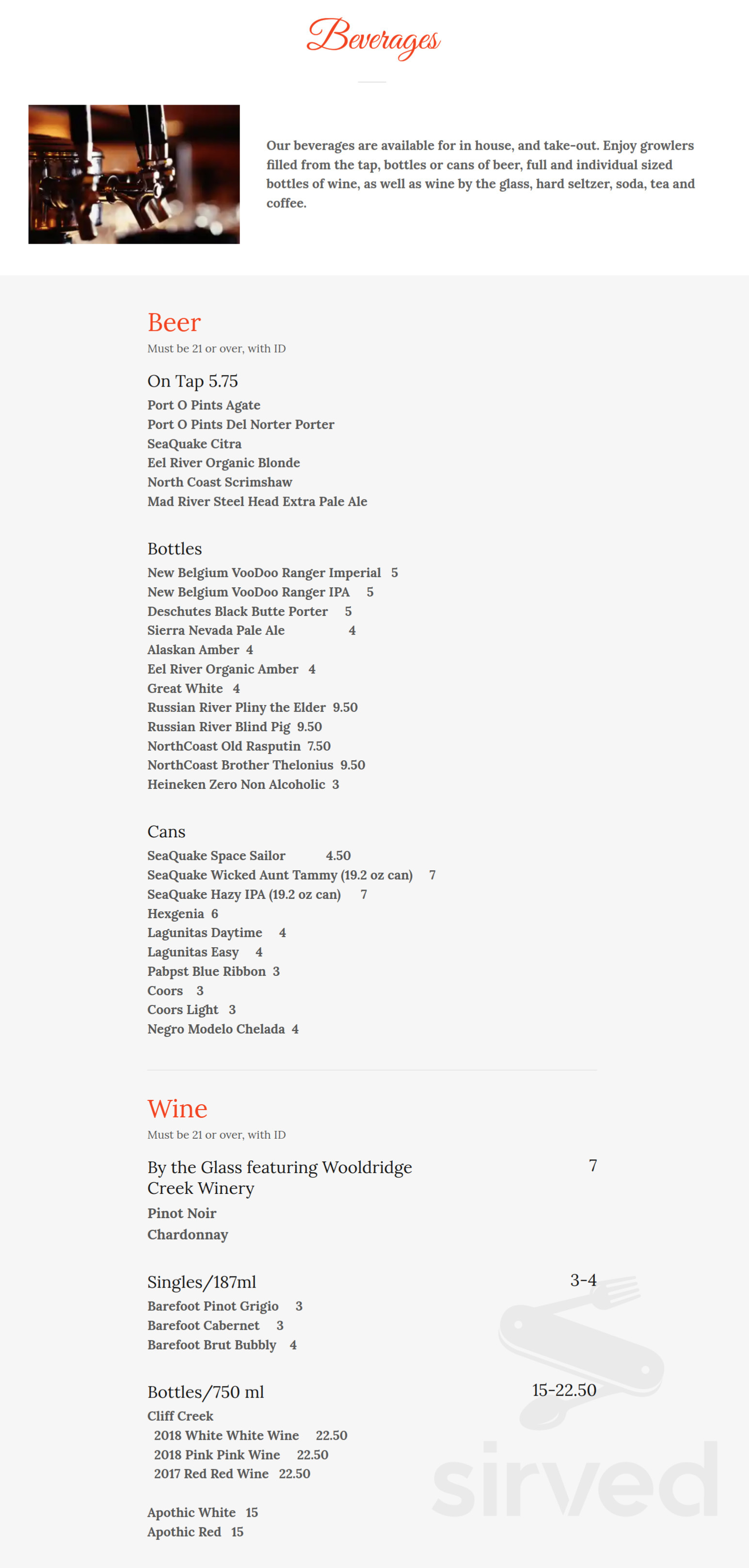 Menu for Schmidt's House of Jambalaya in Crescent City, California