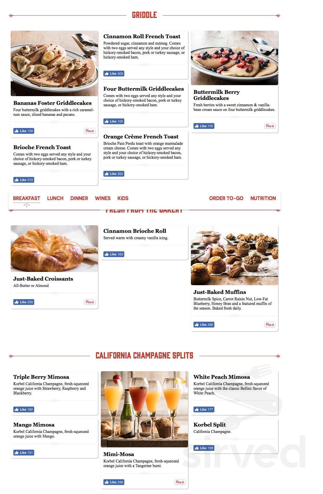 Mimi's Cafe breakfast menu in Yorba Linda, California