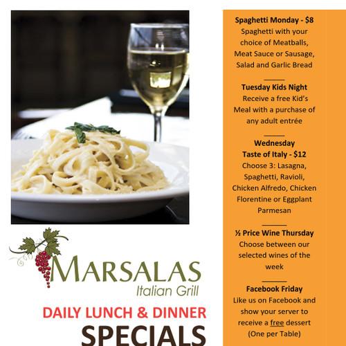 Marsala's Italian Grill menu in Conroe, Texas, USA
