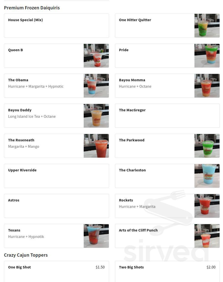 LA Burgers & Daiquiris menu in Houston, Texas, USA