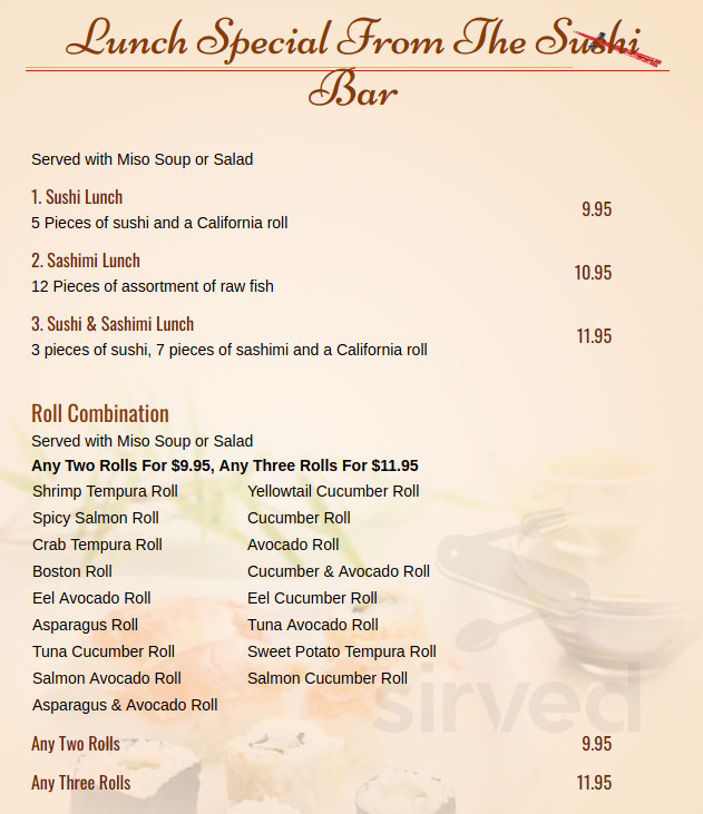 Ninja Decatur Al Menu Ninja Japanese Restaurant menu in Decatur, Alabama, USA