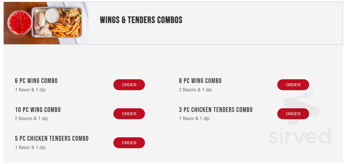 Wing Ferno menu in Buena Park, California, USA