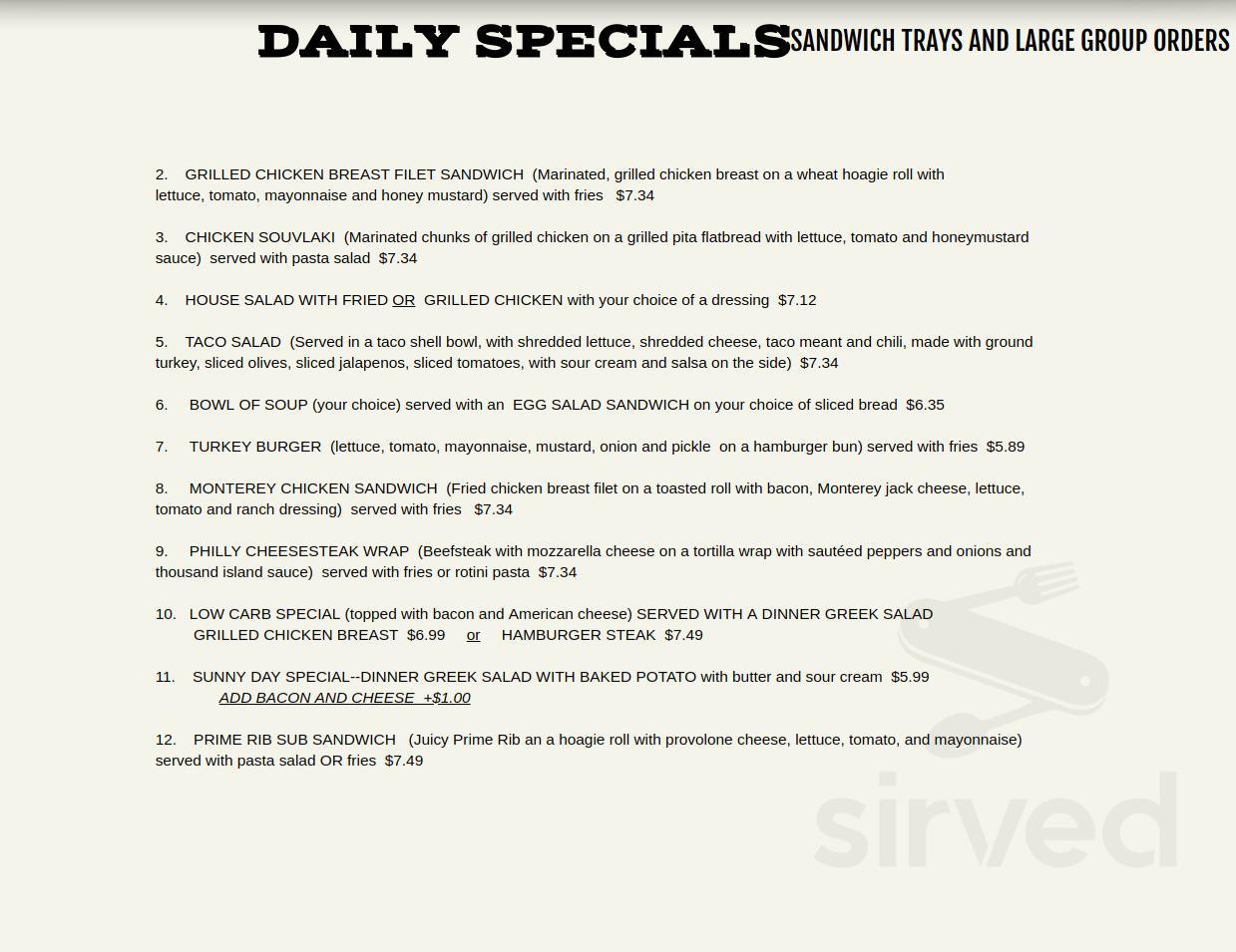 No name deli menu in columbia south carolina usa