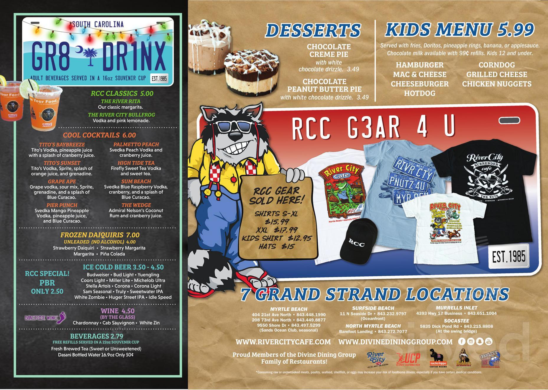 Menu - Myrtle Beach SC's River City Cafe | Sirved