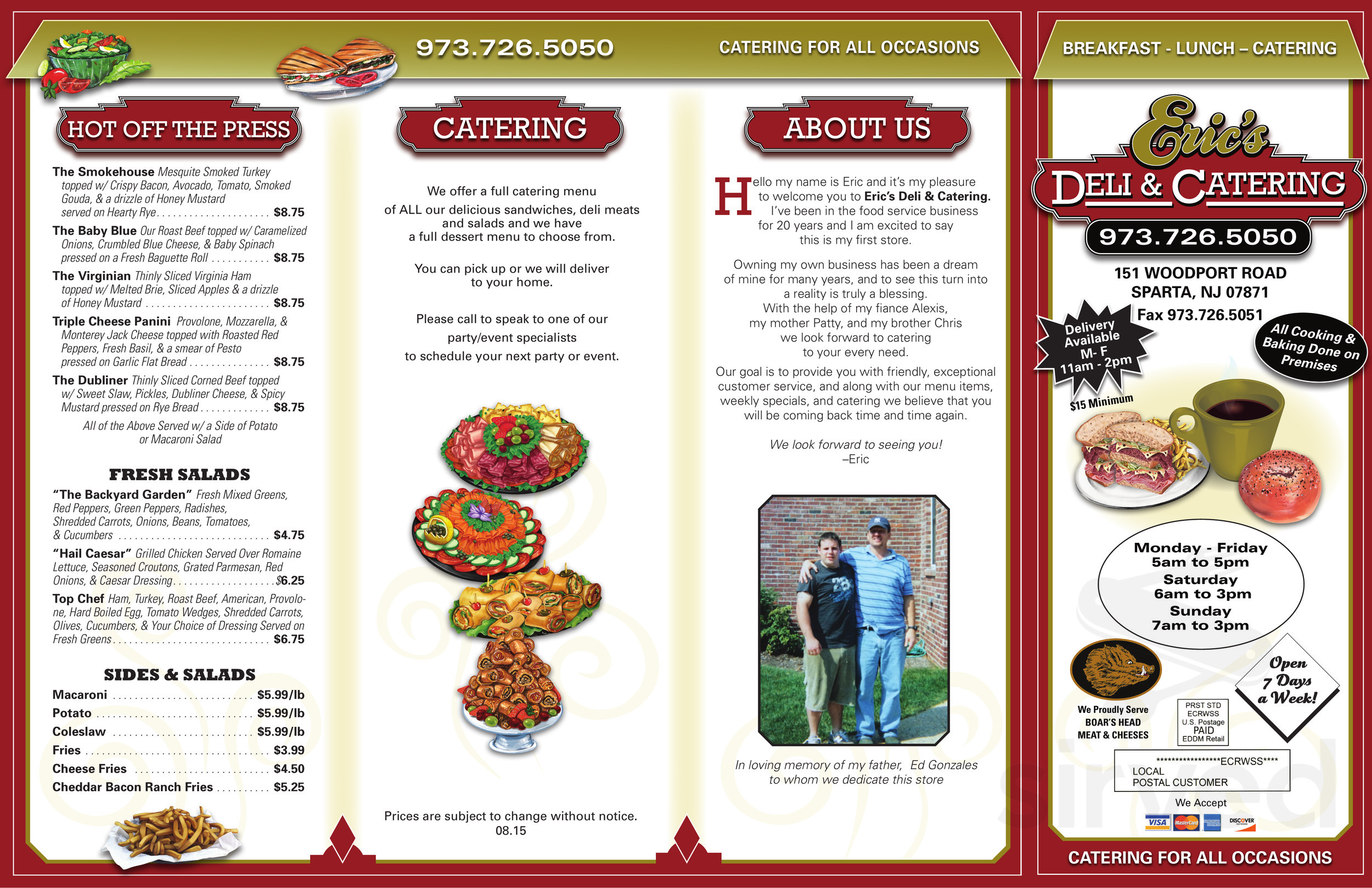 Eric's Deli & Catering menu in Sparta Township, New Jersey, USA