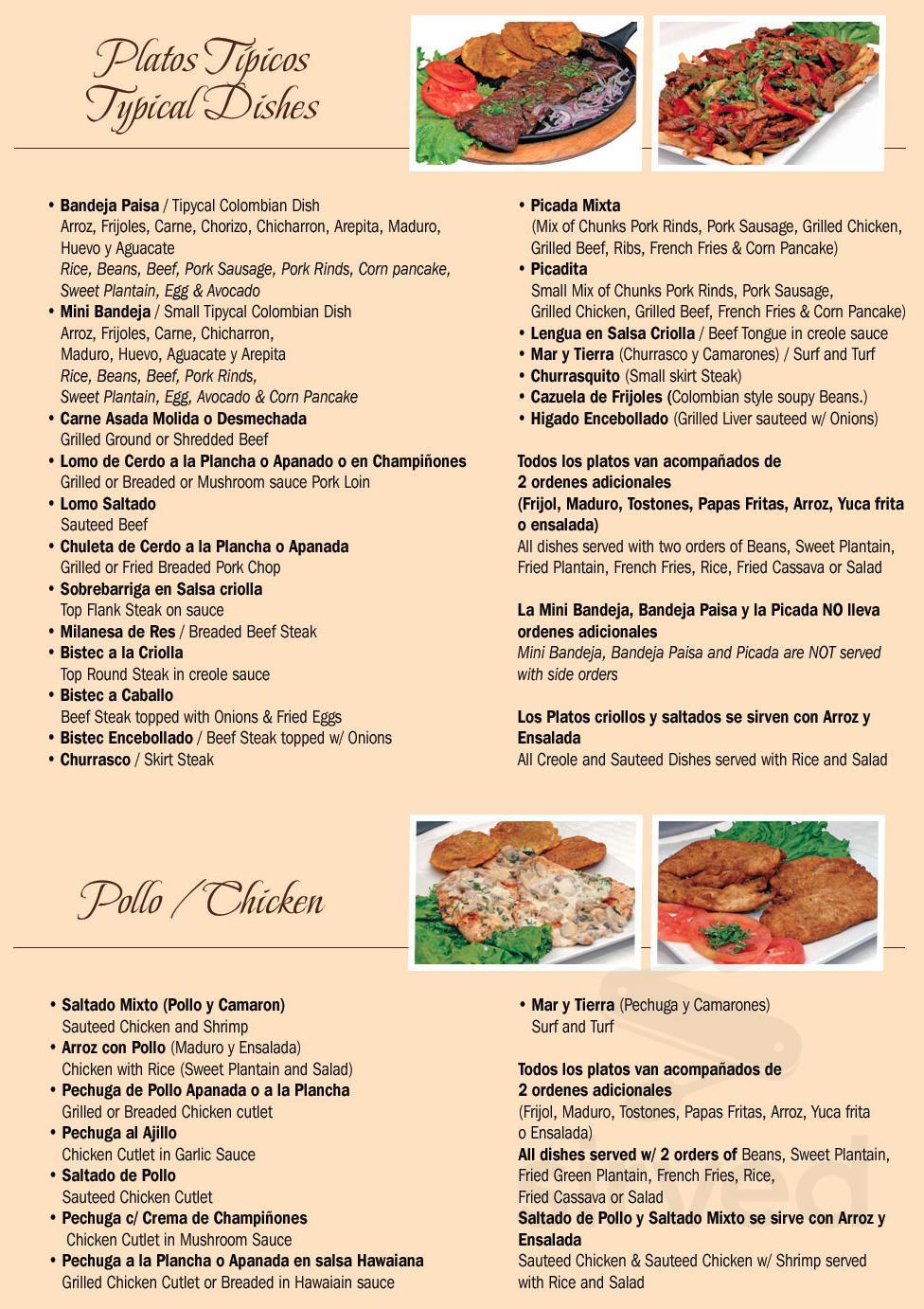Aroma De Cafe Restaurant & Bakery menu in Garfield, New Jersey, USA