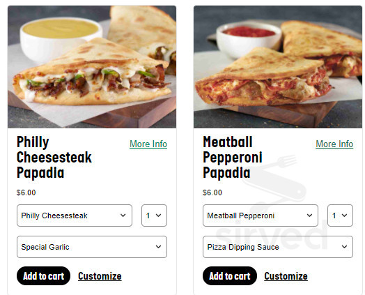 Papa John's Pizza menu in Paramount, California