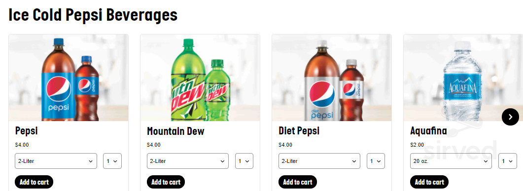 Papa John's Pizza drink menu in Paramount, California