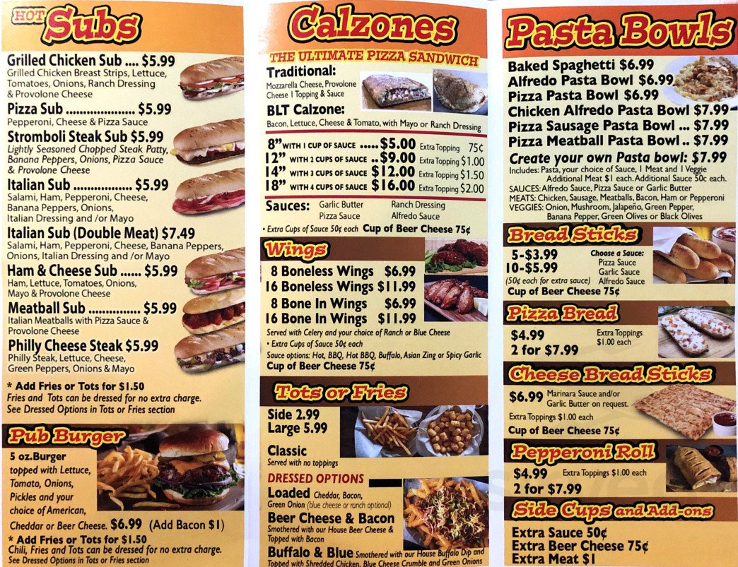 Maka Mia Pizza Subs and Pub menus in Ripley, West Virginia, United States