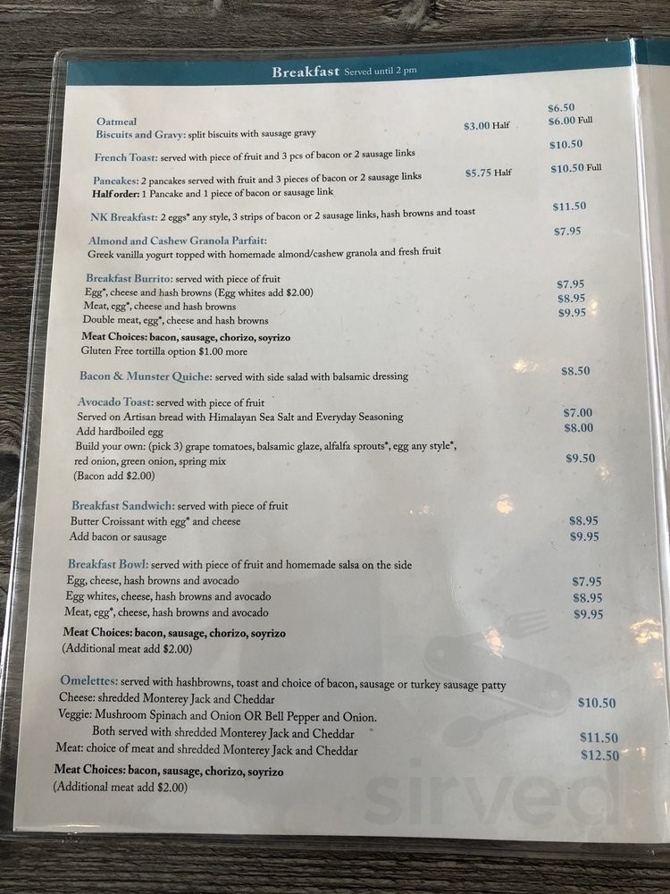 Nikki's Kitchen breakfast menu in Yorba Linda, California