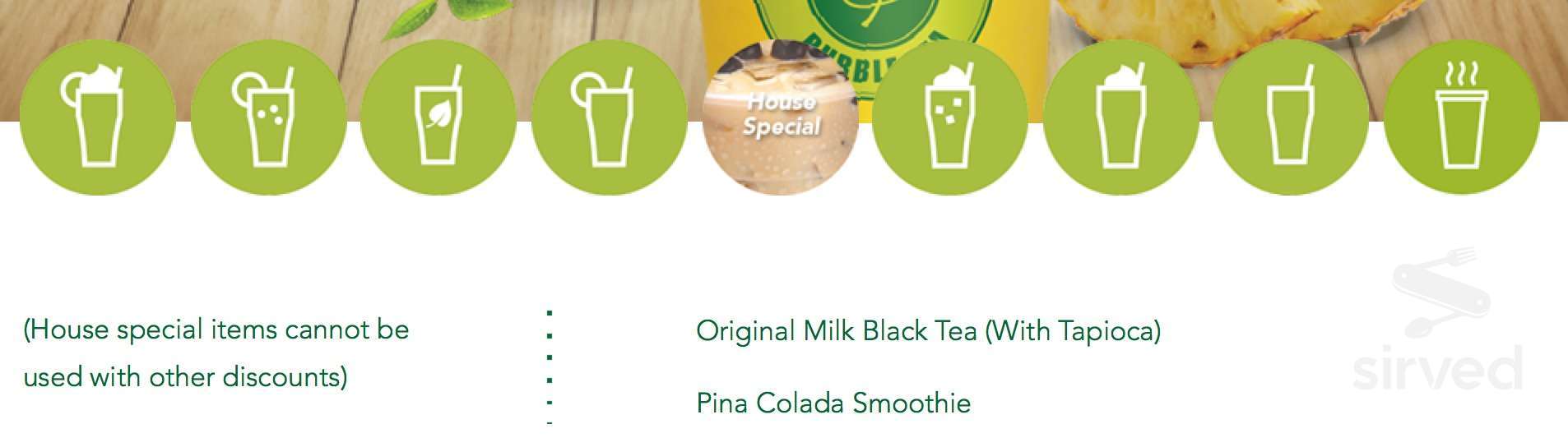 Real Fruit Bubble Tea drink menu in Pickering, Ontario