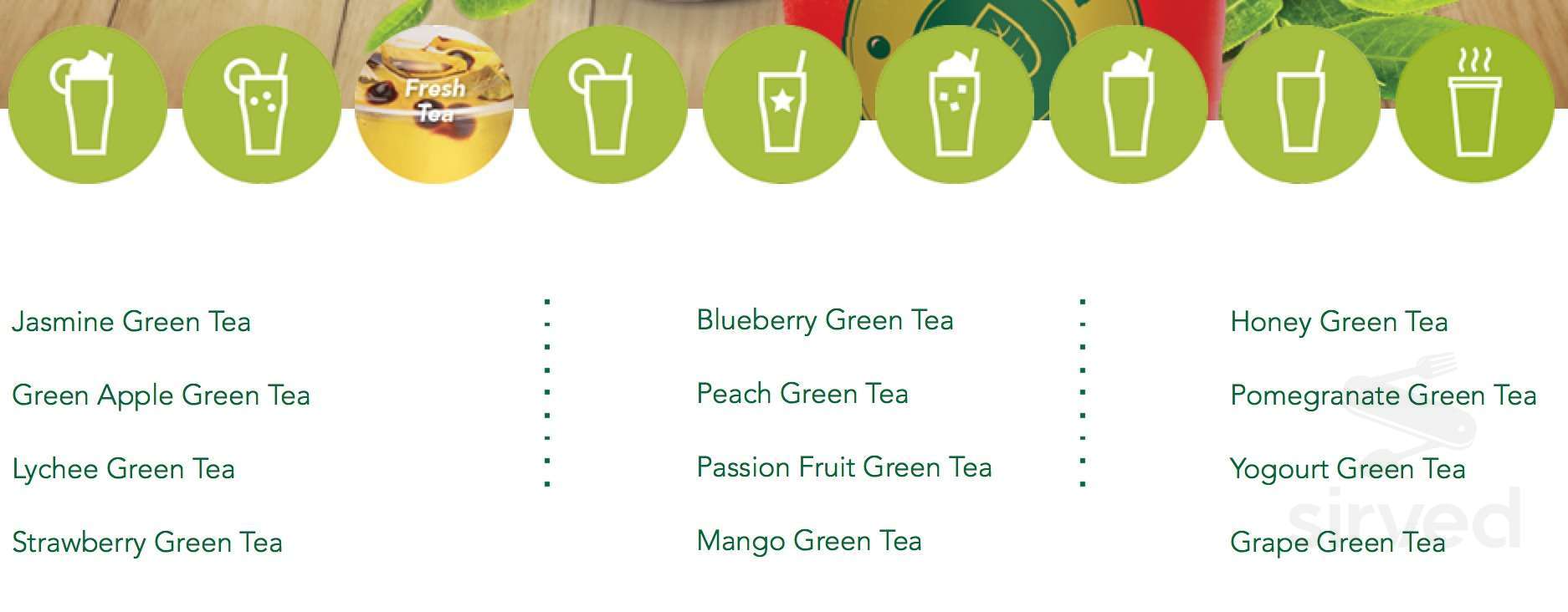 Real Fruit Bubble Tea drink menu in Pickering, Ontario