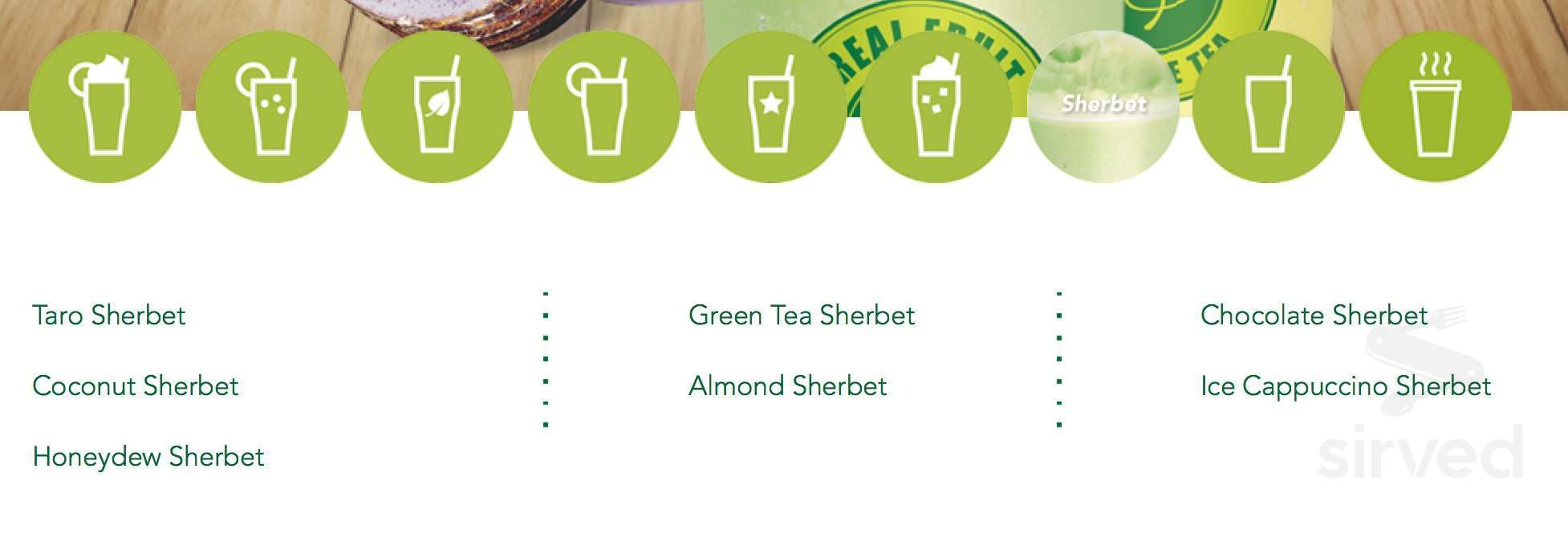 Real Fruit Bubble Tea drink menu in Pickering, Ontario