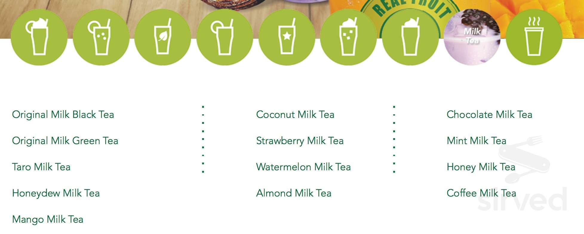 Real Fruit Bubble Tea drink menu in Pickering, Ontario