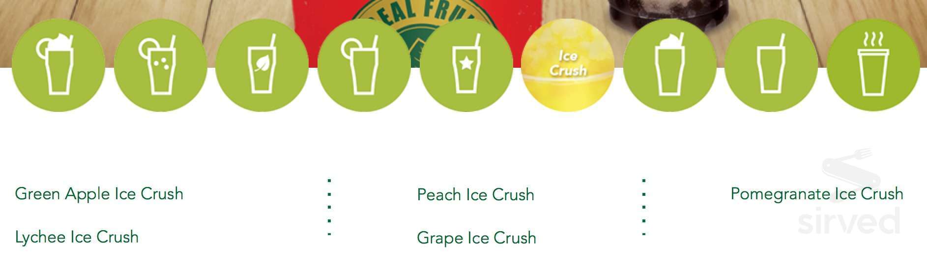 Real Fruit Bubble Tea drink menu in Pickering, Ontario