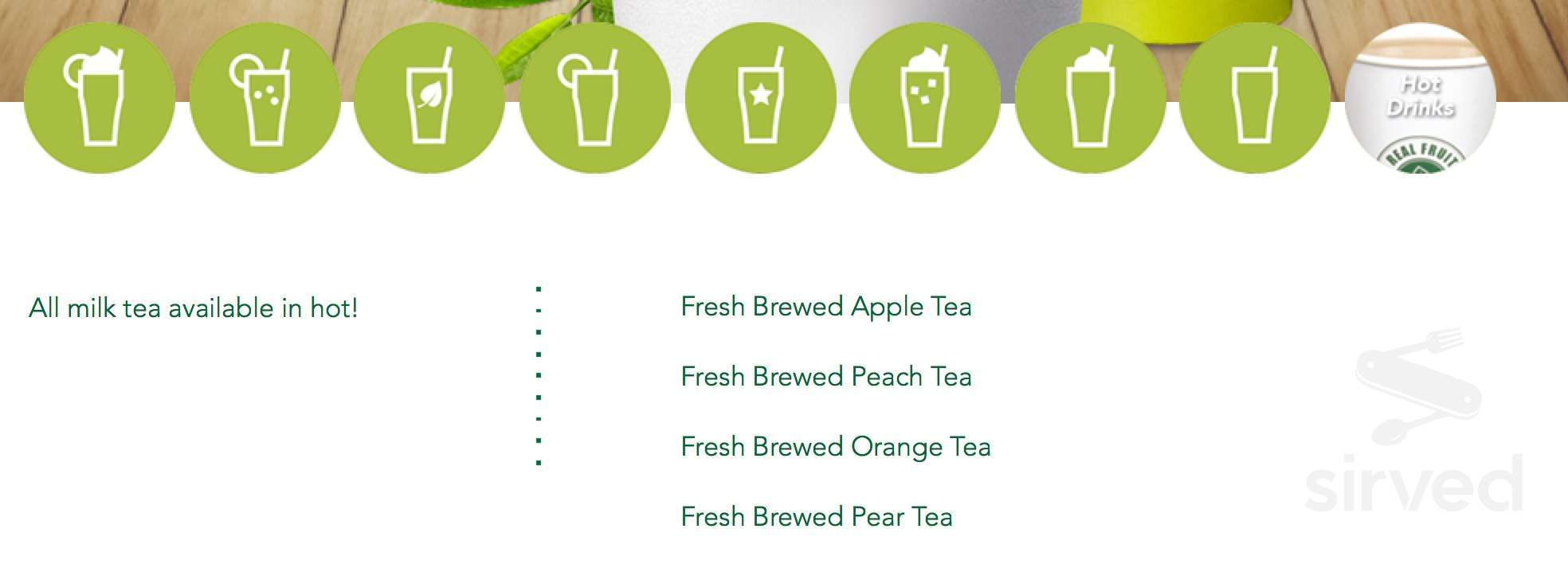 Real Fruit Bubble Tea drink menu in Pickering, Ontario