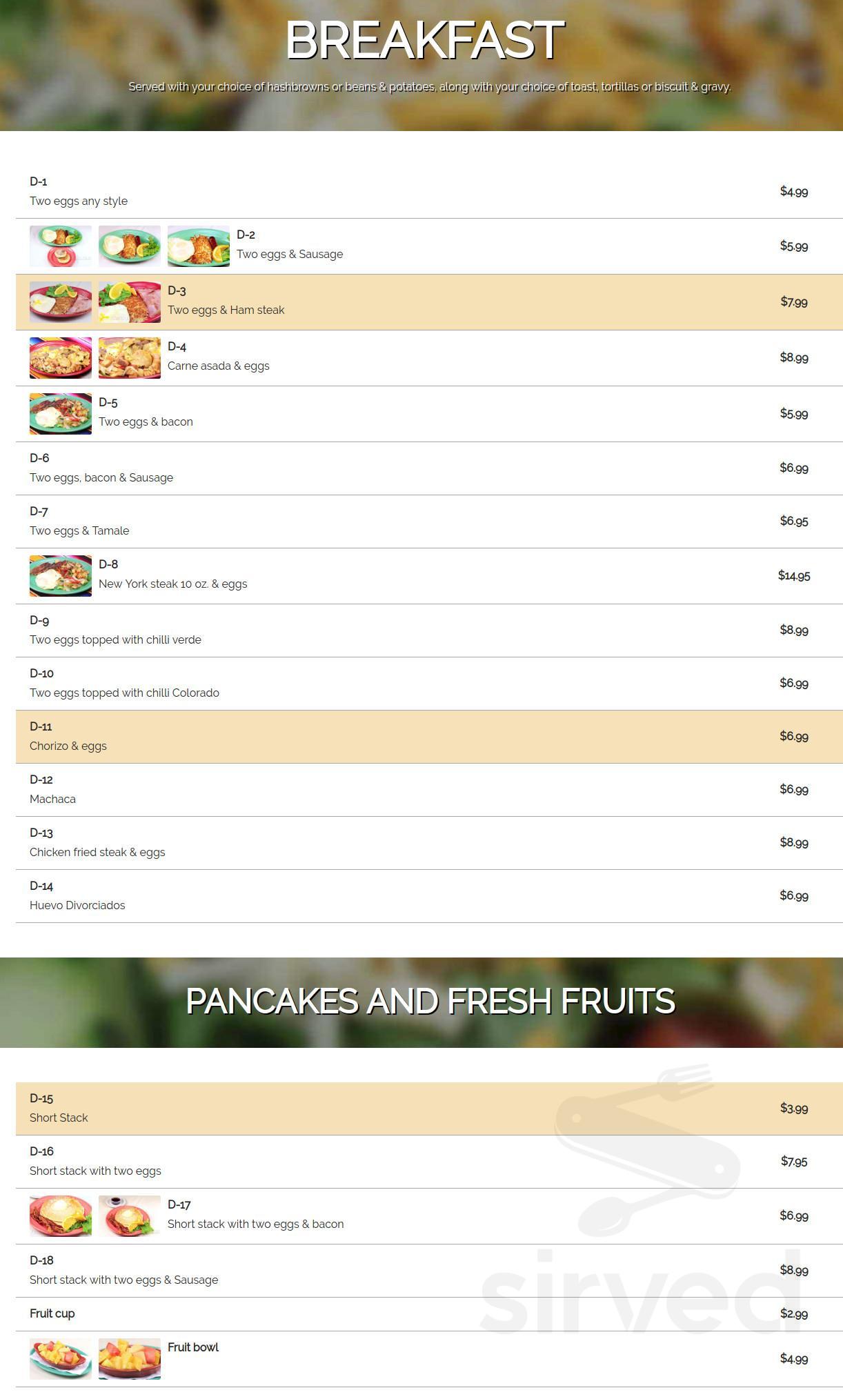 Los Domingos Restaurant and Lounge menu in Barstow, California, USA