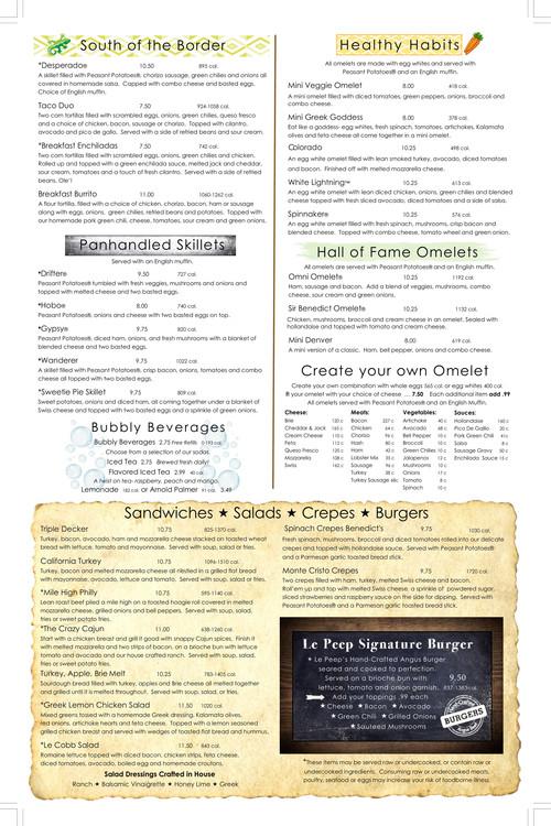 le peep champaign menu le peep champaign menu