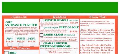 Menu for Pastosa Ravioli of Eltingville in Staten Island, NY | Sirved