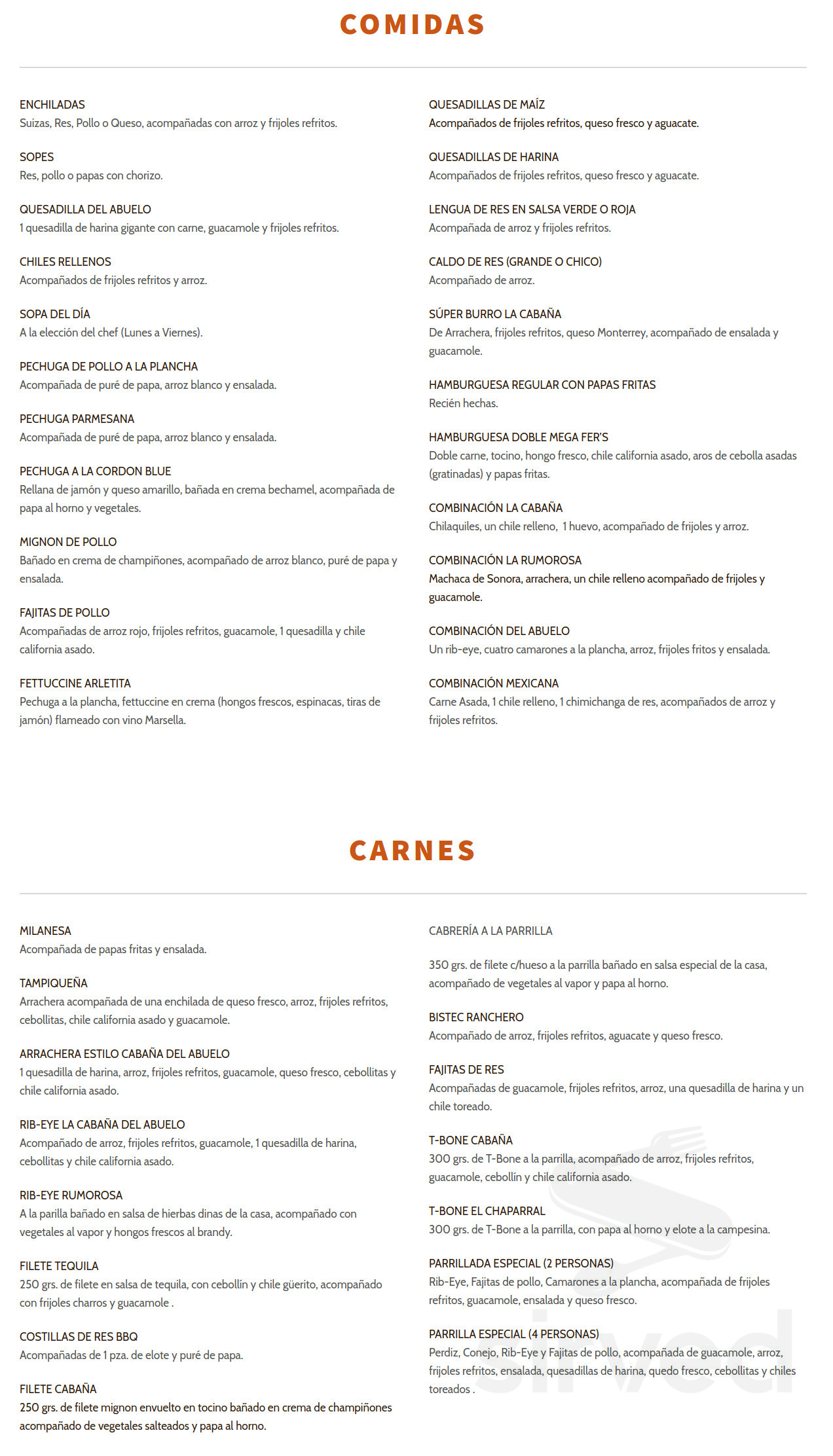 La Cabaña Del Abuelo menu in 21505 La Rumorosa, ., Mexico La Cabaña Del Abuelo menu in 21505 La Rumorosa, ., Mexico