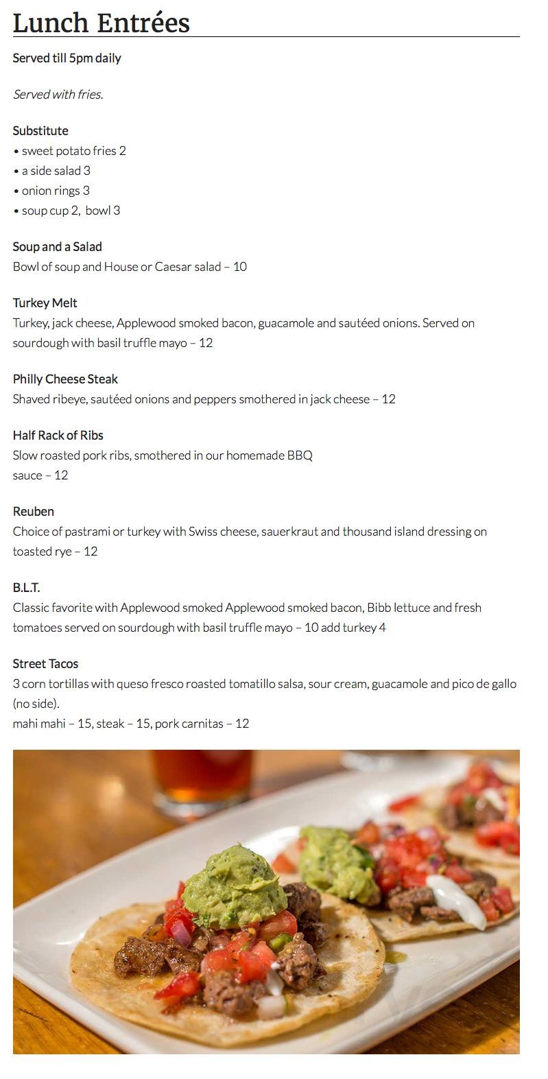 Quandary Tequila Bistro menu in Breckenridge, Colorado, USA