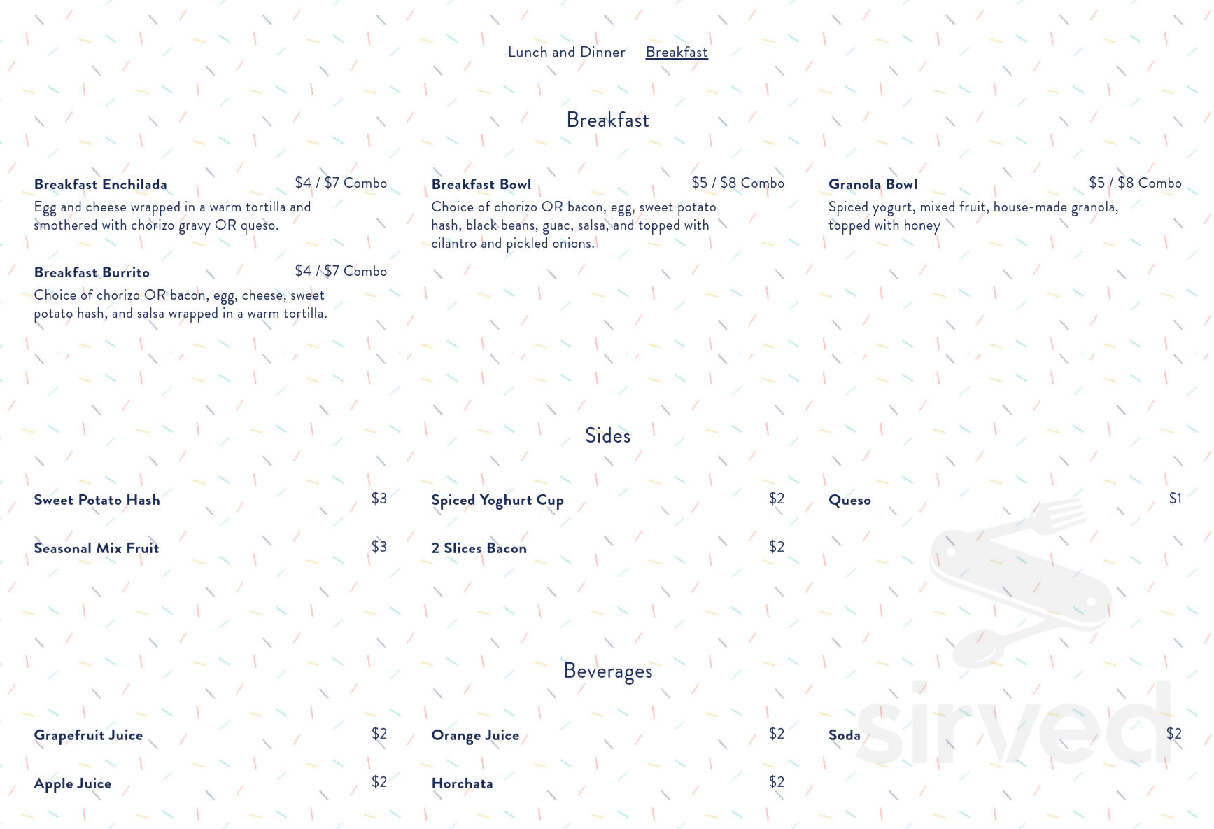 Menu for Let's Go Tacos in Morgantown, WV | Sirved