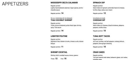 Baton Rouge Laval Menu for Bâton Rouge Grillhouse & Bar in Laval, QC | Sirved