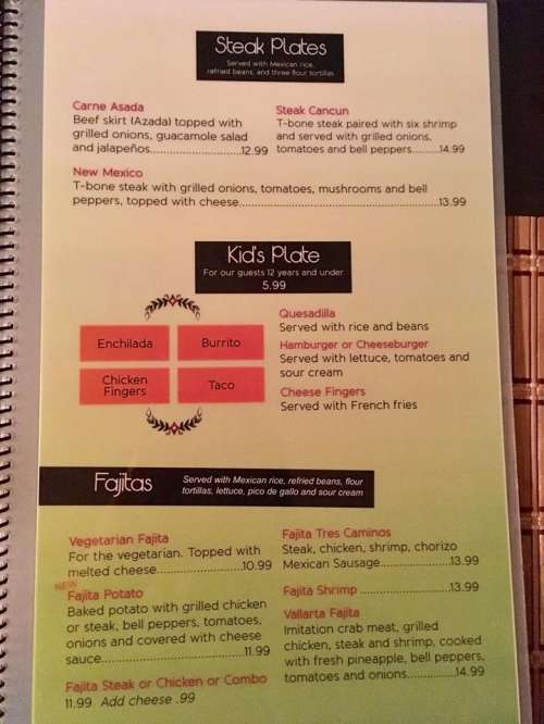 Taco Tequila's menu in Terre Haute, Indiana, USA